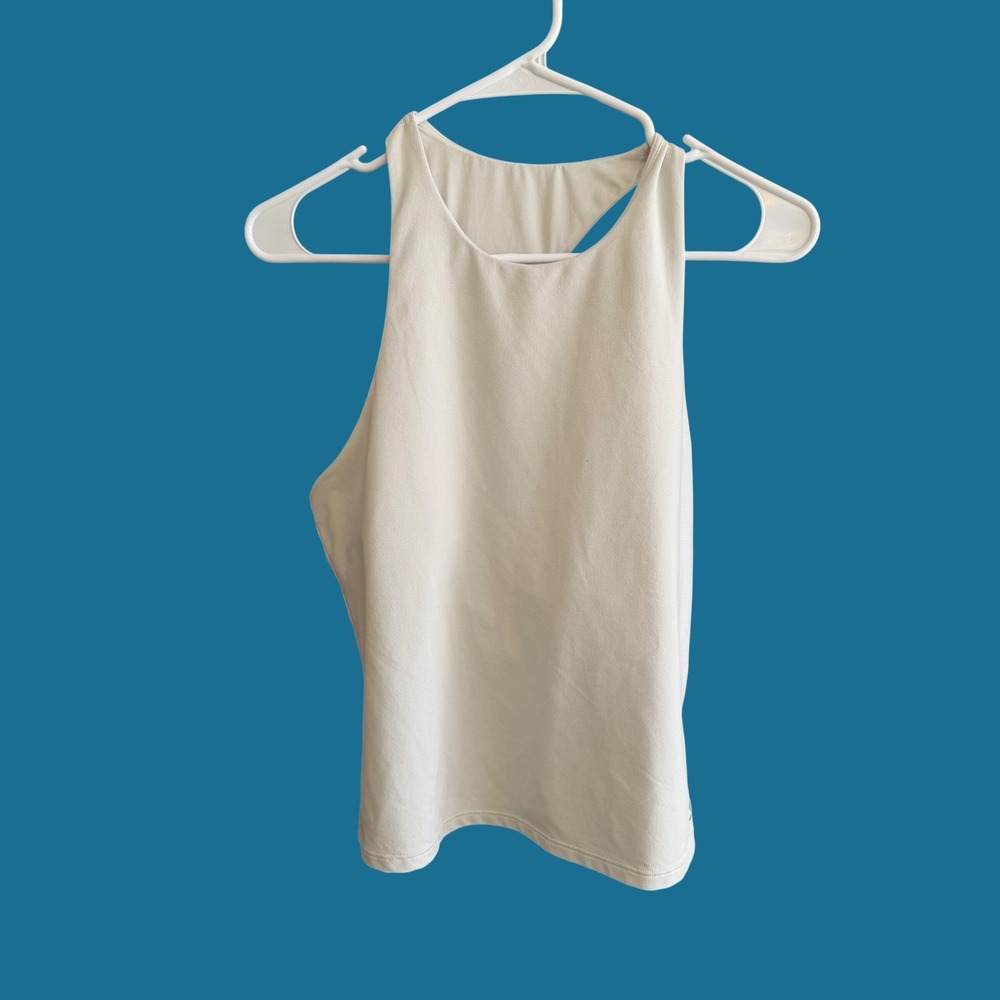 Under Armour Off-White Racerback Performance Tank Top Sporty Minimalist Small
